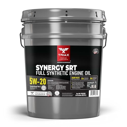 TRIAX Synergy SRT 5W-20 Full Synthetic Engine Oil API SQ/ILSAC GF-7A Licensed | 20,000 Miles of Protection (5 Gallon) - size: 5 Gallon