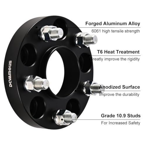 4pc Forged 5x4.75 Hubcentric Wheel Spacers 1 Inch Thick with M12x1.5 Studs - size: 1 Inch-4 PCS