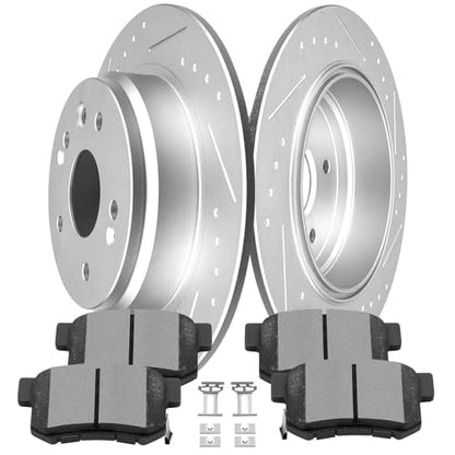 SCITOO Rear Brake Kits Slotted Brakes Rotor Brakes Pads:31286;D536 - size: Rear 31286 + D536 [2+4PCS]