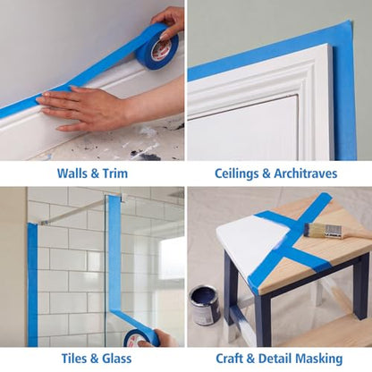 10Rolls Blue Painters Tape 30MM × 55Yd Wide Blue Masking Tape for Painting - size: 1.2inch-10rolls