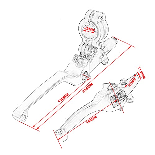 JFG RACING Motorcycle Clutch Brake Lever 7/8'' 22mm Folding Levers Aluminum Alloy Universal for 110cc 125cc 140cc 150cc SSR Apollo RFZ 125 DBX18/19 Xpro Coolster Thumpstar Baja Dirt Pit Bike Red - color: Red