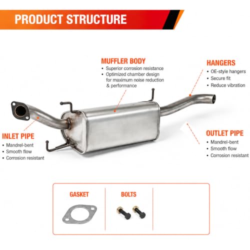 54861 Stainless Steel Rear Exhaust Muffler for 2009-2011 Chevy Aveo 1.6L - size: 2009-2011 Chevy Aveo 1.6L