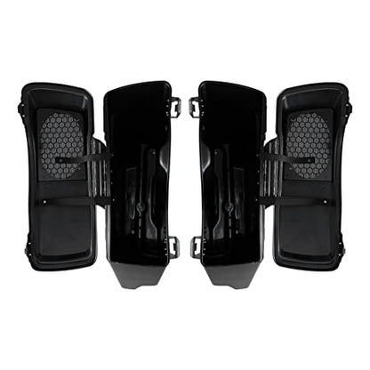 TCMT 5" Stretched Saddlebags 6X9 Speaker Lid Fit For Harley 1994-2013 - color: Vivid Black Black Latches(6x9 Speaker Lid)