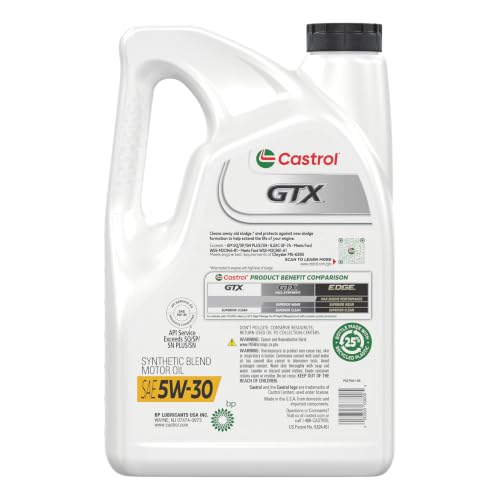 Castrol GTX 5W-30 Synthetic Blend Motor Oil, 5 Quarts - size: 5 Quarts
