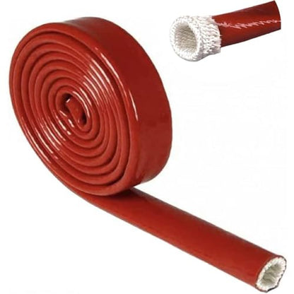 Fuel Line Heat Shield Insulation Heat Shielded Fire Sleeve Silicone Coated Fiberglass Heat Protection for Automotive Hose Lines & Electrical Wiring-（Red 1/2" ID x5FT） - color: Red, size: 1/2" ID x 5FT