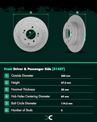 Brake and Rotors Kits,SCITOO 4pcs Brake Rotors & 8pcs Ceramic Brake Pads - size: 31427+D1444 & 31424+D1445 [4+8PCS]