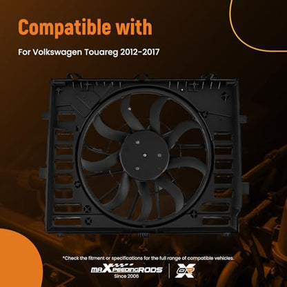 maXpeedingrods Electric Radiator Cooling Fan Assembly Fits for Volkswagen Touareg 2012-2017, 7P0121203H 7P0121207B 7P0121203K