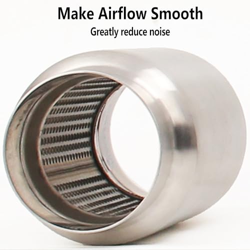 3" Inlet&Outlet Exhaust Resonator,9" Overall Length Center Straight Through Stainless Steel Muffler,Polished - size: 3" Inlet 9" Overall Length-1pc