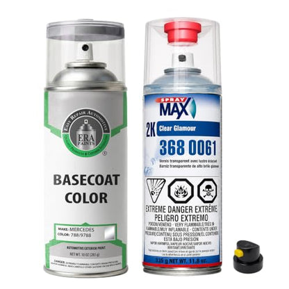 ERA Paints - 788/9788 - Vanadium Silver (Wheel) for MERCEDES-BENZ Exact OEM Color Match Automotive Touch Up Paint for Cars - Spray Paint with Premium Spray Nozzle - Essential Kit w/ 2K 3680061 Clearcoat - Made in USA - style: Spray - Essential Kit w/ 2K 3