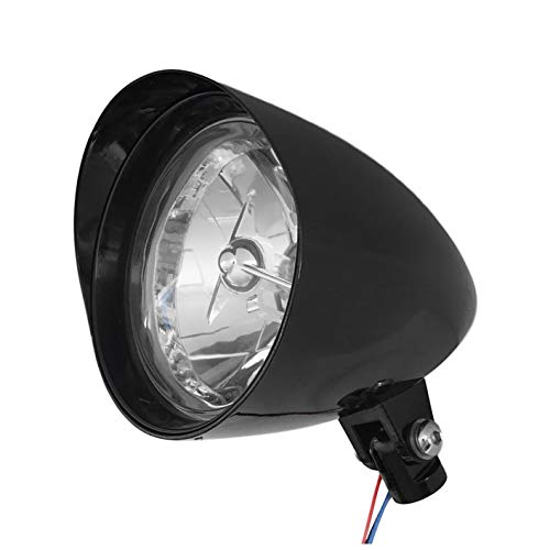 FATECIM 5.75" Motorcycle Headlights w/Aluminum Visor Clear Lens 5 3/4 inch Bullet Vintage Lamp for Harley Sportster Dyna Softail Bobber Chopper Honda Yamaha Suzuki Kawasaki Custom Black/Bulb - color: 5.75"-Black/Bulb