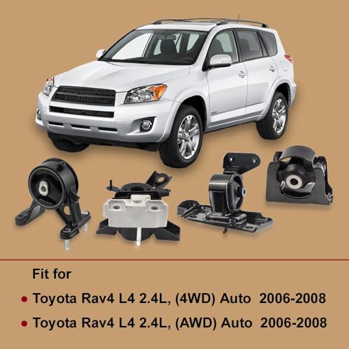 4PCS Engine Motor and Trans Mount Set Compatible with Toyota RAV4 4WD 2.4L - size: 2006-2008 RAV4 2.4L L4 4WD AWD Auto