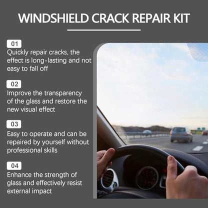 Upgrade Windshield Crack Repair Kit, Glass Repair Liquid for Cracks,Windshield Repair Kit for Chips and Cracks,Car Windshield Crack Gone Glass Repair Kit Nano Glass Repair Kit,Glass Repair Tool(2 Set)