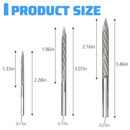 Zpana 3PCS Car Tire Reamer Drill Bit, 3mm 4.5mm 6mm Carbon Steel Vehicle Tyre Repair Carbide Burr Drill Bit, Multi Size Flat Tire Patches Plug Wire Cutter, Universal for Sedan Truck SUV
