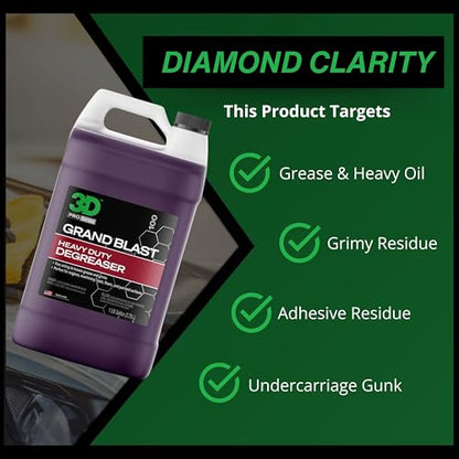 3D Grand Blast Engine Degreaser – Heavy Duty Biodegradable Cleaner for Engines, Wheels, Exhausts & More – Fast-Acting, Non-Staining – Made in USA – 1 Gallon - size: 128 Fl Oz (Pack of 1)