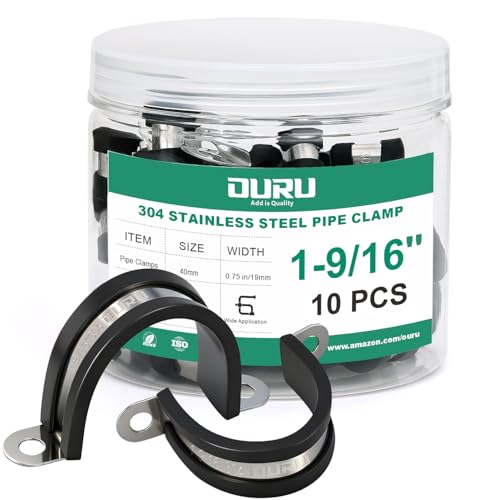 OURU 1-9/16 Inch Pipe Strap Fits 1.57"/39.9-40mm OD, Rubber U Bracket,10PCS - size: 1-9/16"