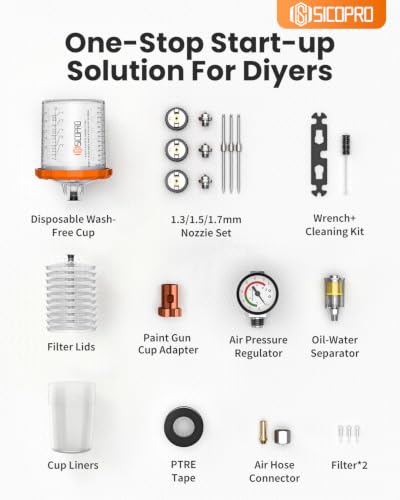 HVLP Spray Gun, Automotive Paint Gun With10 Disposable Paint Cups - color: Green