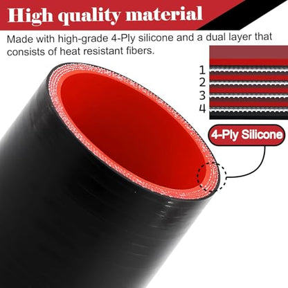 ID 2 Inch Silicone Coupler Hose,4-Ply High Temp Reinforced Straight Turbo Hose 3" Length for Intercooler Radiator Boost Pipe with 2 T-Bolt Clamps - size: 2 Inch