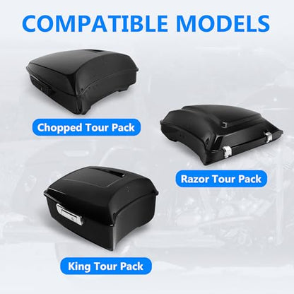 Chopped & Razor & King Tour Pack Trunk Backrest Pad Fit for Harley Street Glide FLHX Road Glide FLTRX Road King FLHR Electra Glide FLHT Tri Glide 2014-2023 Touring Models(Woven Pattern) - color: Black Woven Pattern Style