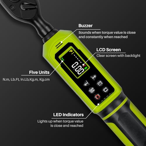 Digital Torque Wrench 3/8"Drive-0.66-44.25Ft.Lb for Bike Motorcycle - size: 3/8"0.66-44.25 Ft-Lb