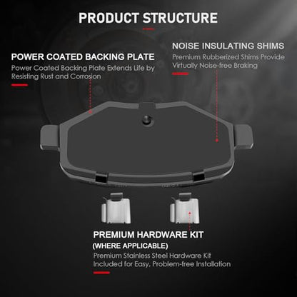 cciyu D1258 D1377 Ceramic Front Rear Disc Brake Pad Set - size: Front[D1258] + Rear[D1377]