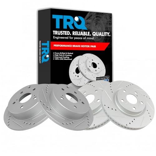 TRQ Performance Front and Rear Brake Rotor Set Coated Drilled Slotted - style: BRA15025