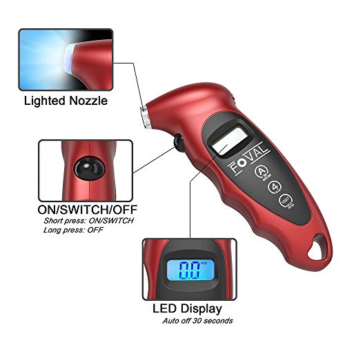 FOVAL Digital Tire Pressure Gauge 150 PSI for Car Truck Bicycle Instant Read with Backlit LCD and Non-Slip Grip (4)
