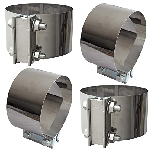 Exhaust Clamps 5 Inch Butt Joint Exhaust Pipe Muffler Clamp Band 304 Stainless Steel(4 Pack 5" Butt Lap Joint Exhaust Clamp) - size: 5IN 4PCS Butt Joint Clamps