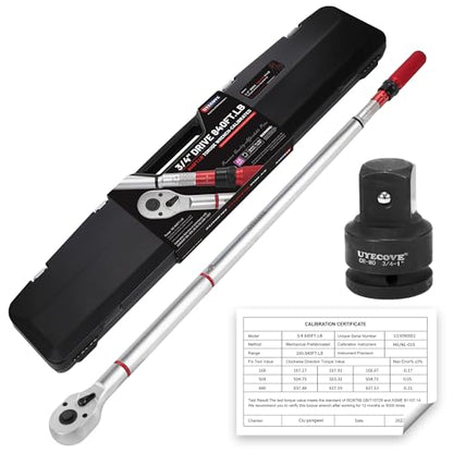 3/4 Inch Torque Wrench, 48 Tooth Torque Wrench 3/4 Drive 160-840FT.LB/217-1139N.M with a Solid Storage Case - size: 3/4''-800FT.LB