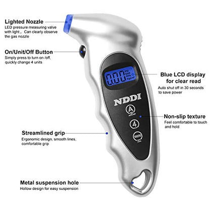 NDDI 2-Pack Digital tire Pressure Gauge 150 PSI
