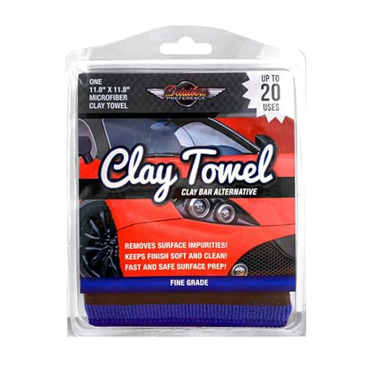 Detailer's Preference Microfiber Clay Towel, Fine Grade, Reusable Alternative to Clay Bars for Car Detailing, Removes Overspray, Rail Dust, Tar, Sap, and More 12"x12", Blue