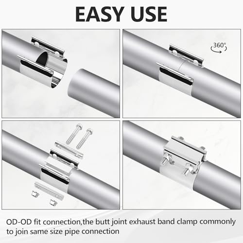 5''Exhaust Clamp Butt Joint Exhaust Seal Band Clamp Sleeve Coupler - size: 5 Inch