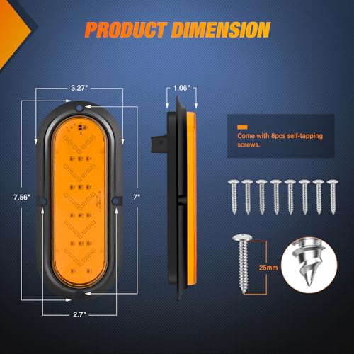Nilight 6" Oval Tail Light 2PCS 35LED Arrow Amber Running Turn Signal Light - color: Amber Arrow Lights 2Pcs