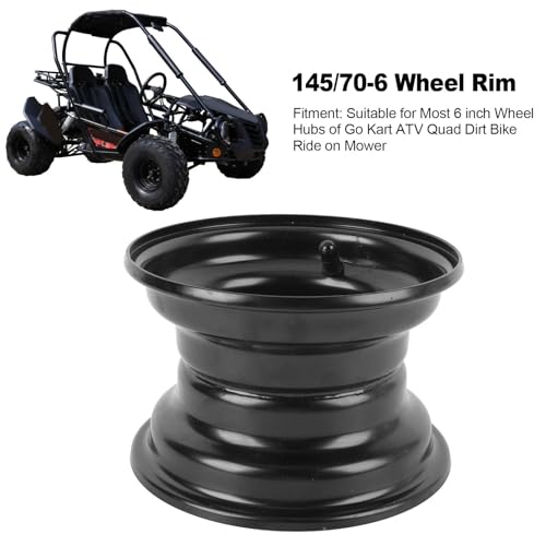 Acouto 145/70 6 Go Kart Wheel Rim 3 Holes 6 Inch Wheel Rim Aluminum Alloy Rims Enhanced Traction Stylish Look for ATV Quad Dirt Bike Ride On Mower
