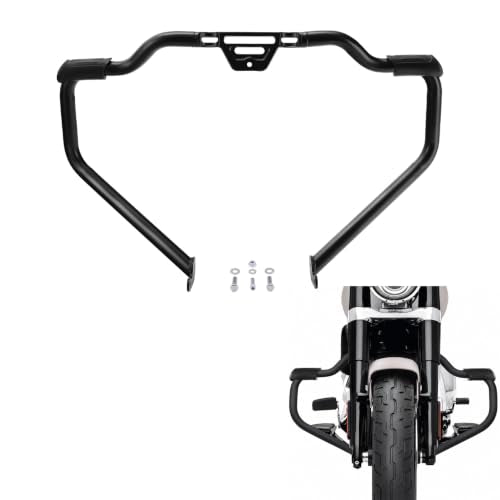 TCMT 1 1/4" Mustache Engine Guard Bar Fit for Harley Fat Bob Fat Boy Heritage Classic Low Rider Street Bob 2018-2026 Softail Slim Sport Glide 2018-2021 Deluxe Breakout 2018-2020 FXFB FLFB 2018-2019 - color: Style A Matte Black(NOT Fit For Forward Control)
