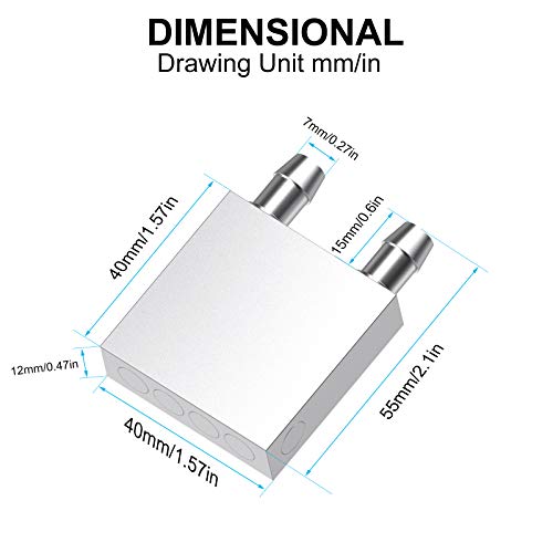 Aluminum Water Cooling Block, Liquid Water Cooler Heat Sink System for PC Computer CPU Graphics Radiator Heatsink Endothermic Head Silver 2pcs(40mm x 40mm x 12mm) - size: 40mm