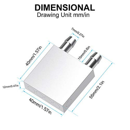 Aluminum Water Cooling Block, Liquid Water Cooler Heat Sink System for PC Computer CPU Graphics Radiator Heatsink Endothermic Head Silver 2pcs(40mm x 40mm x 12mm) - size: 40mm