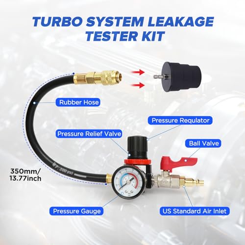 Turbo System Leakage Tester Kit 10PCS with Adapters 1-3/8 to 3-1/2"
