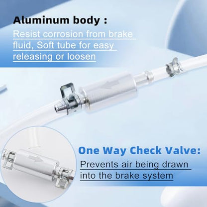 4 PCS Brake Bleeder Hose, Motorcycle Brake Bleeder Kit, One Way Check Valve Tube Bleeding Tool Kit for Hydraulic System Bleeding for Car Motorcyle Clutch,Soft Tube with Metal Clips