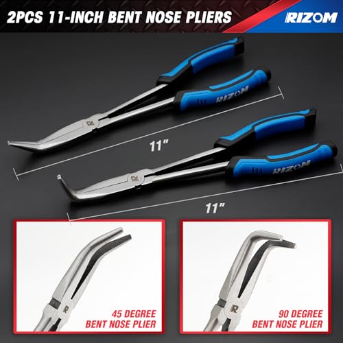 Rizom 3-Piece Long Needle Nose Pliers Set, 13'' Double Jointed Long Pliers - size: 3PCS