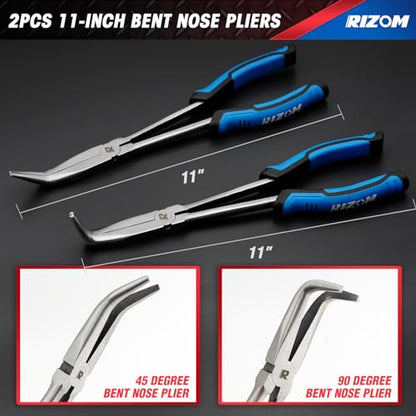 Rizom 3-Piece Long Needle Nose Pliers Set, 13'' Double Jointed Long Pliers - size: 3PCS