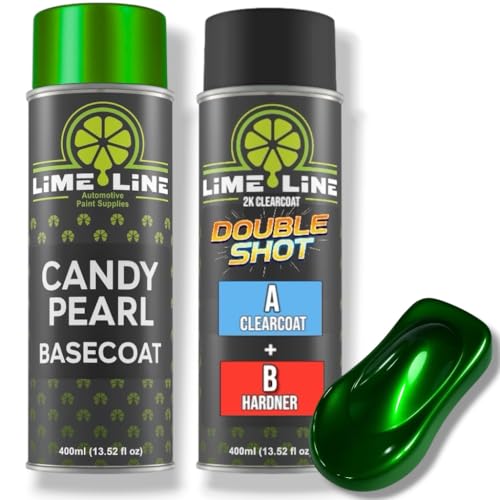 LiME LiNE Candy Pearl Basecoat Aerosol Kit – Automotive Spray Paint, Includes 2K Clearcoat, Pro Results No Spray Gun Needed (Organic Green, Candy Pearl + Clearcoat Kit) - color: Organic Green + Clearcoat
