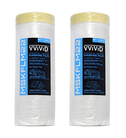 VViViD Chemical Grade Heavy-Duty Self-Adhesive Tape and Drape Masking Film Plastic Drop Cloth (2 Pack (60" x 108ft)) - size: 2 Pack (60" x 108ft)