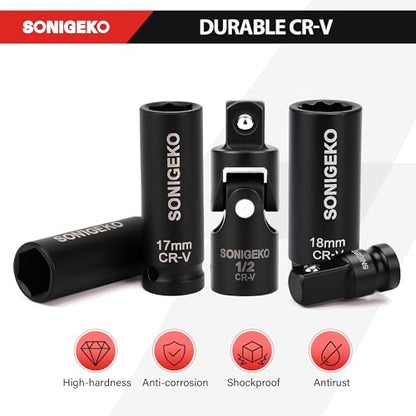 20-Piece 1/2" Drive Impact Socket Set, Metric(10mm-24mm） - size: 20 PCS, 1/2" Socket Set, Metric