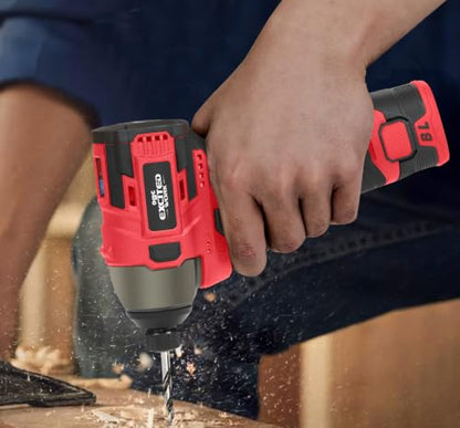 140Nm 17V Brushless Impact Screwdriver with 2 Batteries (Red) - color: Red, size: 17V Brushless Screwdriver
