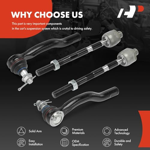 A-Premium Front Inner & Outer Tie Rod End Kit Fix Uneven Tire Wear