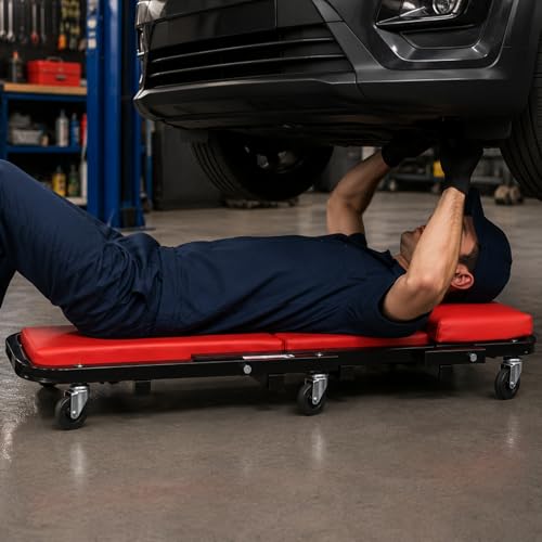 PENSUN 40" Foldable 2-in-1 Rolling Car Creeper/Seat, Steel Z Garage Rolling
