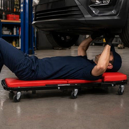 PENSUN 40" Foldable 2-in-1 Rolling Car Creeper/Seat, Steel Z Garage Rolling