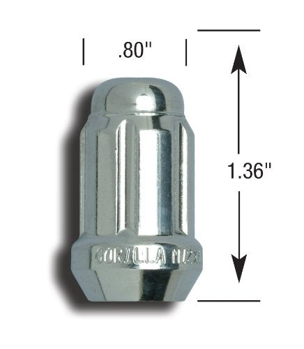 Gorilla Automotive 21133HT Small Diameter Acorn Chrome 5 Lug Kit (12mm x 1.50 Thread Size) Pack Of 20