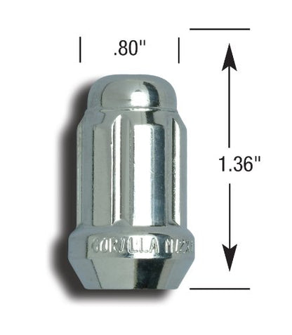 Gorilla Automotive 21133HT Small Diameter Acorn Chrome 5 Lug Kit (12mm x 1.50 Thread Size) Pack Of 20