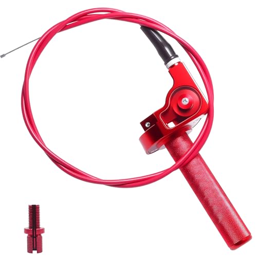 Motorcycle Throttle Grip 7/8" 22mm CNC Aluminum Quick Twister with Throttle Cable for KLX CR CRF EXC XR CRF50 CRF230 50 110 125 230 250 Dirt Pit Bike Motocross Motorbike Quad ATV - color: Style-B-Red